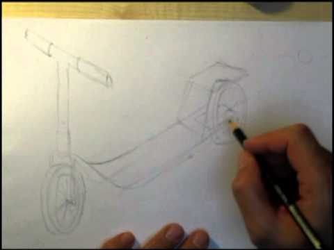 Como dibujar un patinete electrico
